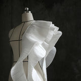 Width 17CM White Organ Pleated Singlelayer Pleated Wavy