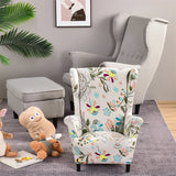 Floral Printed Wing Chair Cover All-inclusive Wingback Armchair