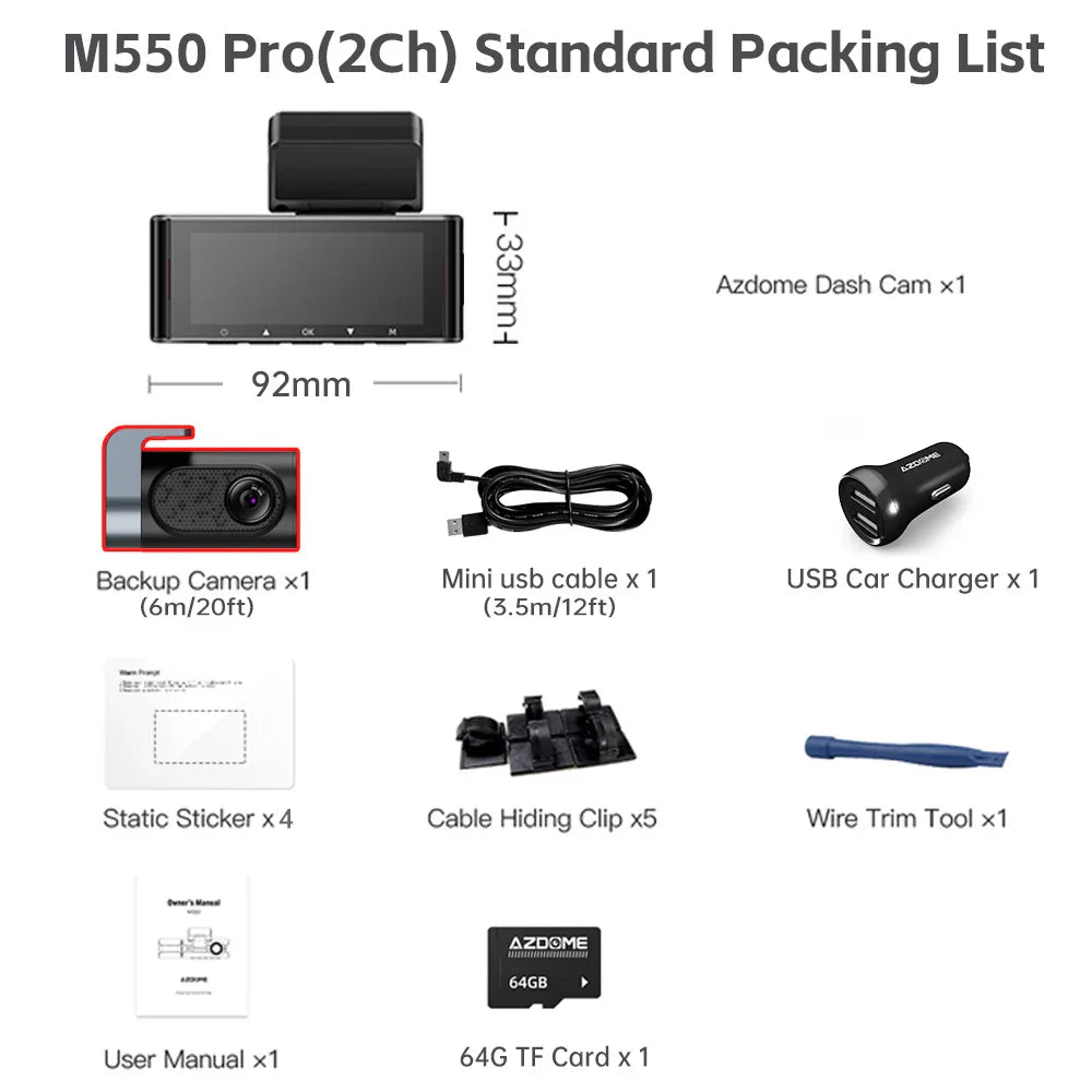 Upgrade AZDOME Car DVR M550 Pro Dash Cam