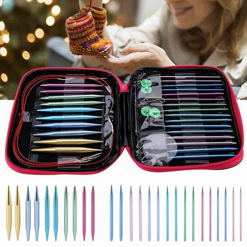 Aluminum Circular Knitting Needles Set Interchangeable Crochet Hooks