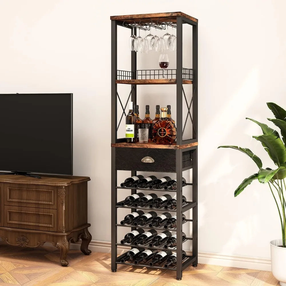 Homeiju Wine Rack Freestanding Floor, Bar Cabinet