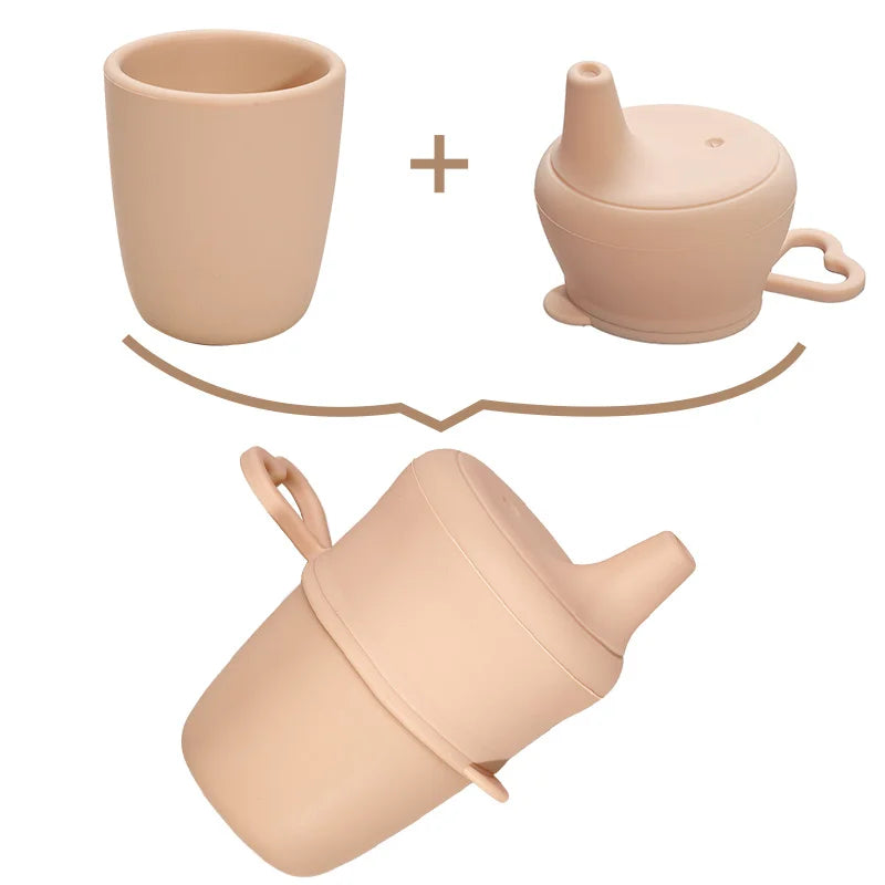 Multicoloured Baby Silicone Cup With Cover Eco-friendly Detachable