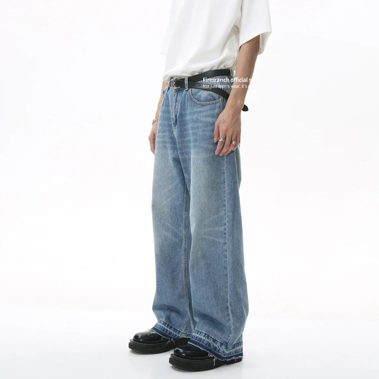 Firmranch New 2023 Men/Women Retro Blue Baggy Jeans