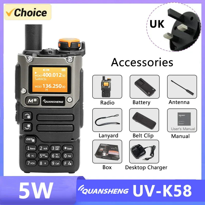 UV K58 Walkie Talkie 5W Quansheng UV-K6 Two
