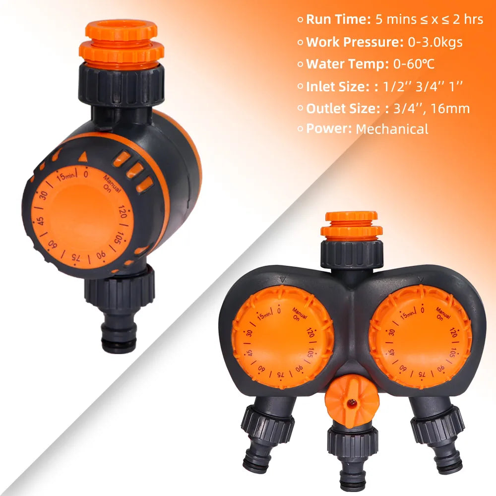 Garden Mechanical Timer 1-3 Outlet Tap Hose Sprinklers