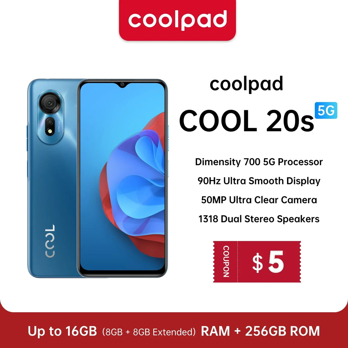 Coolpad Cool 20S 5G Smartphone 6.58" FHD+ Screen