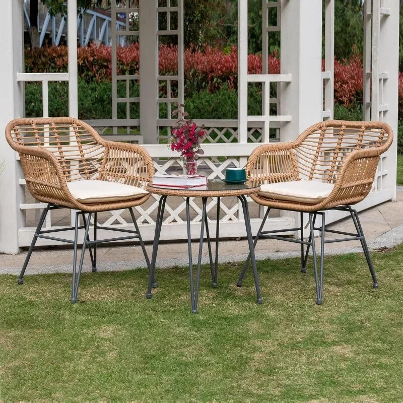 Leasbar 3 Piece Wicker Patio Furniture Set Porch