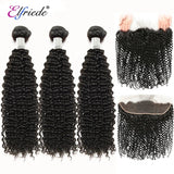 Elfriede Natural Black Kinky Curly Bundles with Frontal
