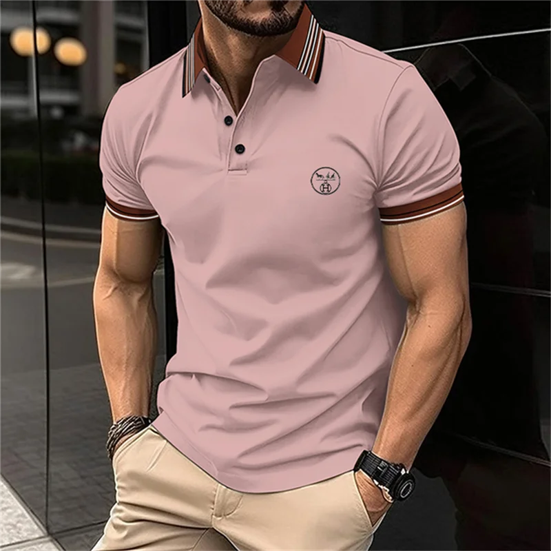 Solid Color Versatile Boutique Men's polo shirt Business
