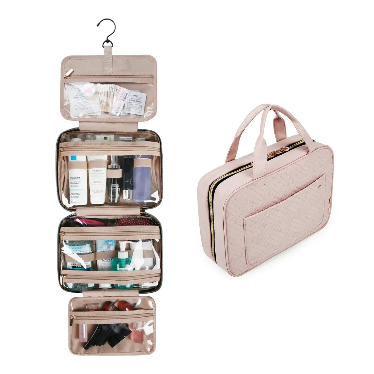 BAGSMART Makeup Cosmetic Bag with Hanging Hook Water-resistant
