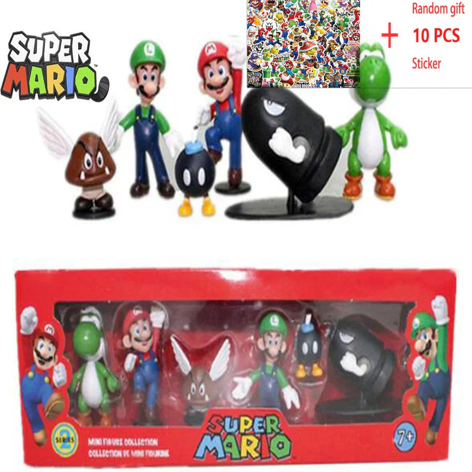 6pcs/set Super Mario Bros PVC Action Figure Toys