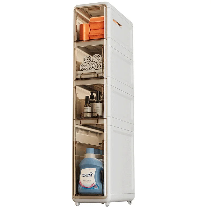Multi-layer Bathroom Storage Cabinet Refrigerator Seam Organizer Drawers