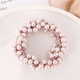 1pc Women Crystal Pearls Hair Rope Handmade Elastic