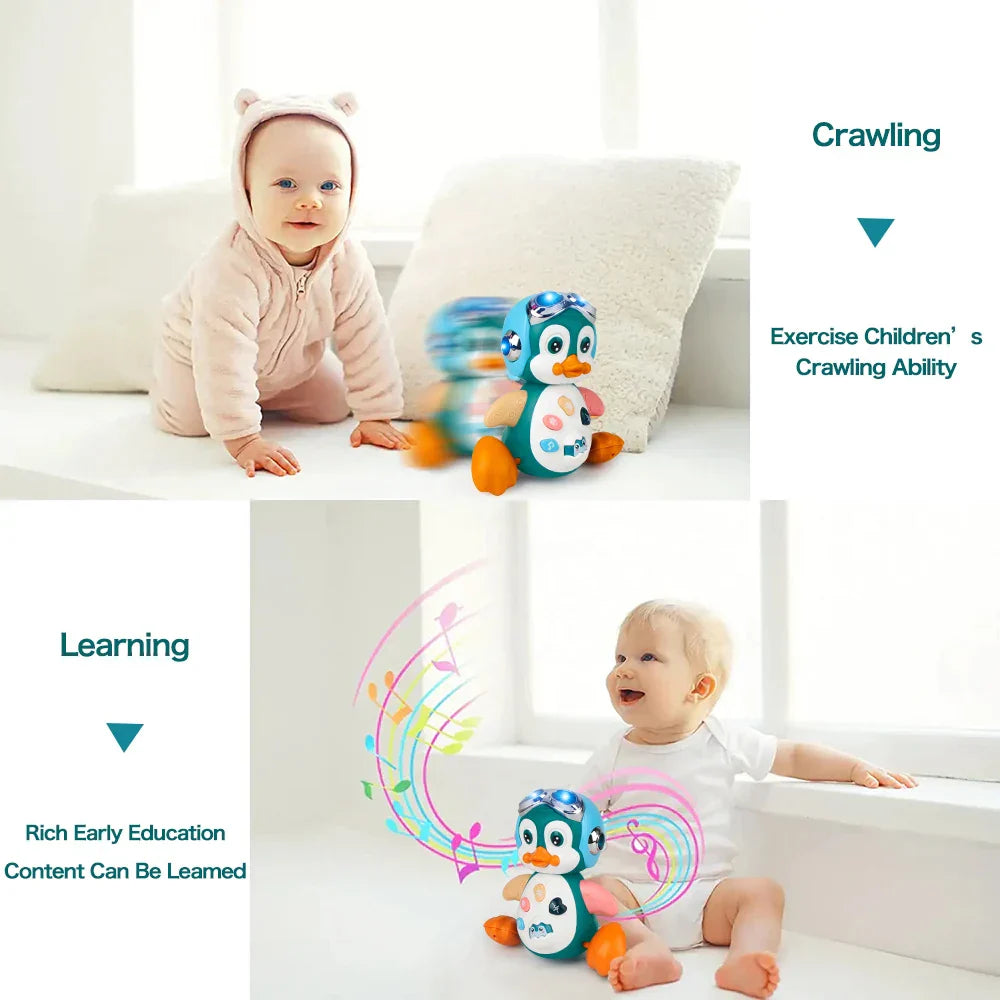 Baby Crawling Toys Musical Penguin Infant Moving Walking