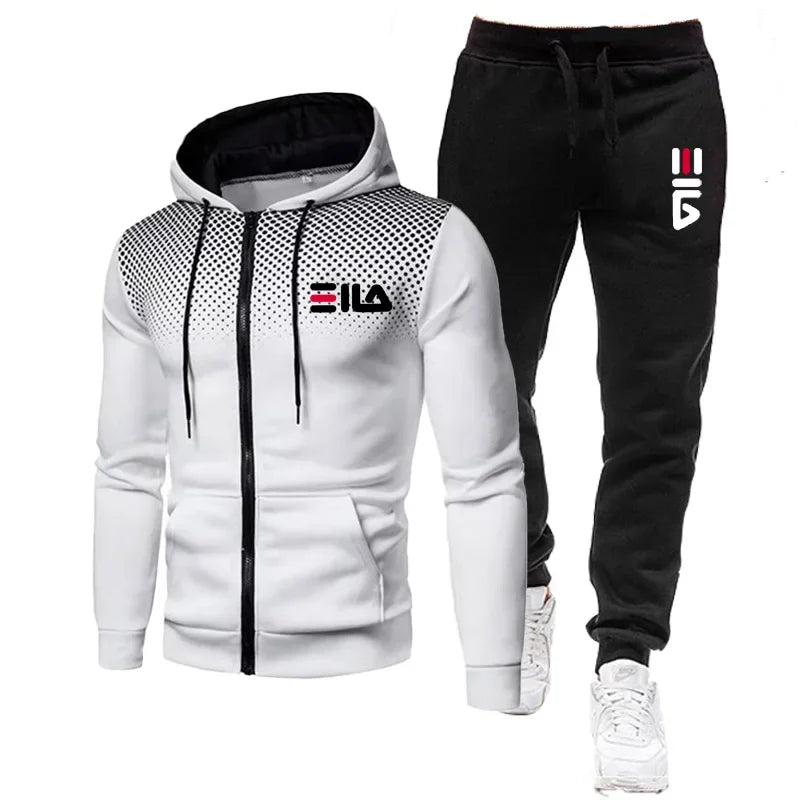 2PCS Mens Jogging Suits Autumn Long Sleeve Zipper