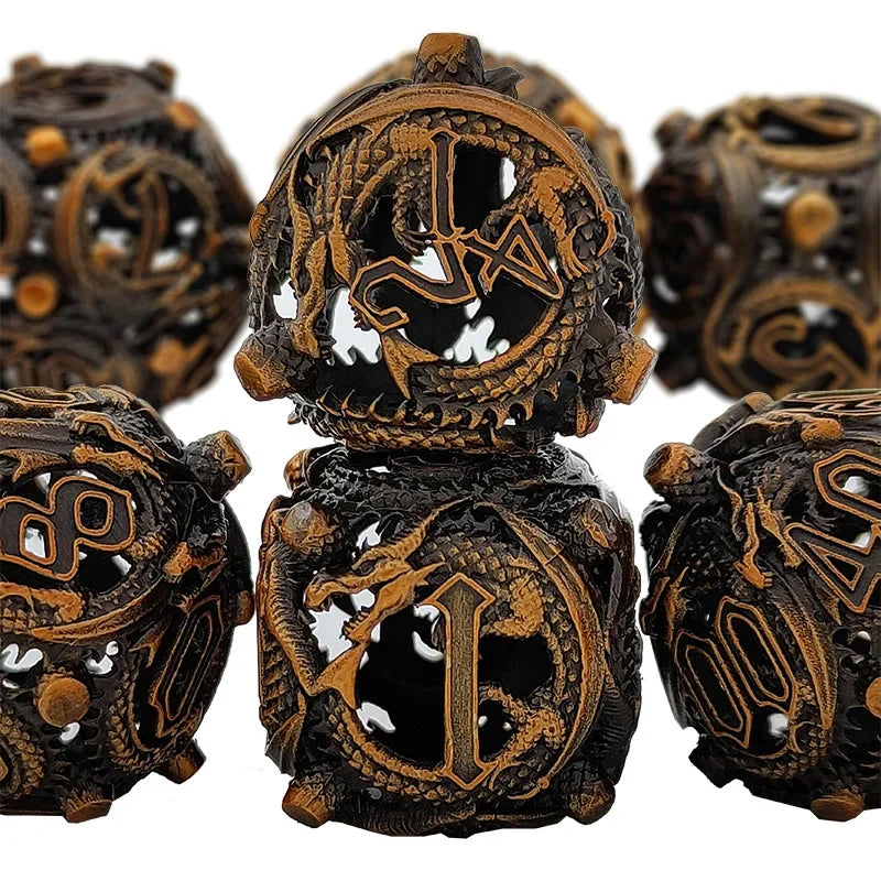 7PCS/SET DND Metal Dice Set Three-dimensional Flying Dragon