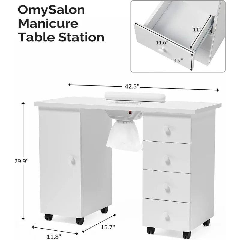 Manicure Table Nail Desk for Nail Tech, Nail