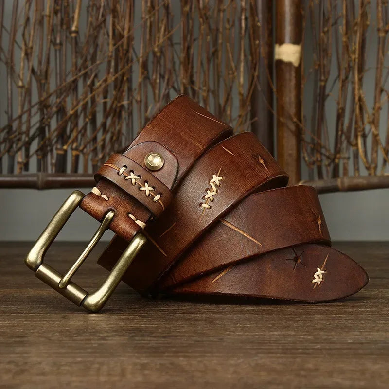 3.8CM Men High Quality Genuine Leather Belt Luxury