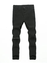 Distressed Knee Holes Elastic Skinny Jeans Men Ripped