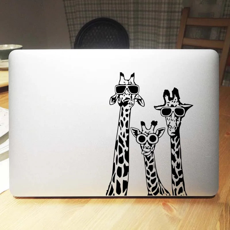 Happy Giraffa Family Vinyl Laptop Sticker for Macbook