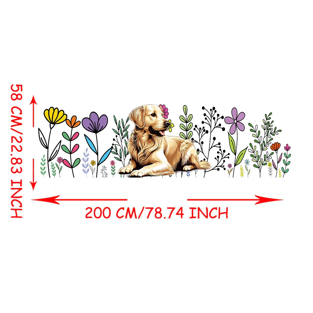 Golden Labrador Flower Large Car Stickers Decals Car Body Stickers Car-Side Decals Waterproof Car Vinyl Stickers for Truck SUV