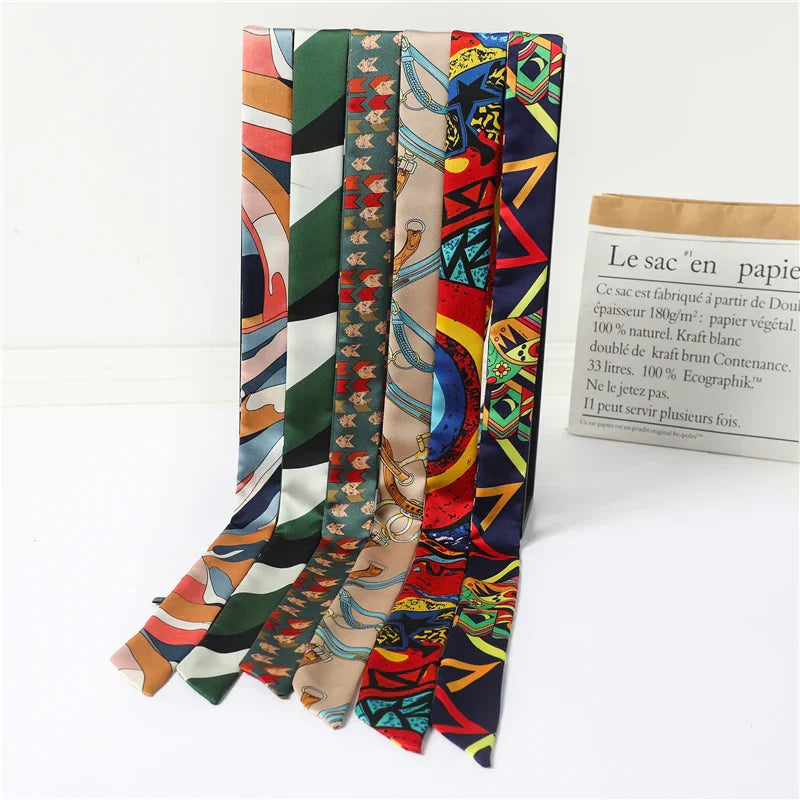 Long Silk Skinny Scarf Women Neck Hair Band