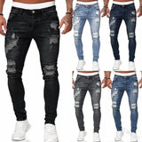 2024 New Ripped Skinny Jeans Men Vintage Wash