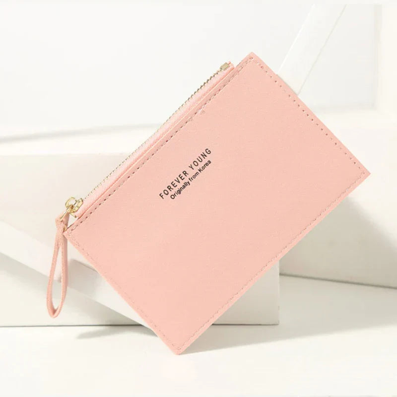 Ultra-Thin PU Leather Zipper Wallet – Unisex Card & Cash Holder