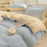 Seersucker Bedding Set Duvet Cover Flat Sheets Pillowcase