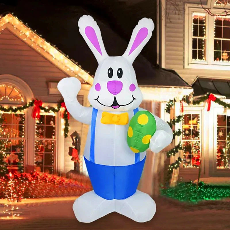 1.9M Blue Rabbit Inflatable Toys Built-in LED Light