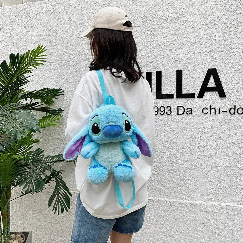 large Cartoon Blue Stitch Plush Backpack Cute Stitch