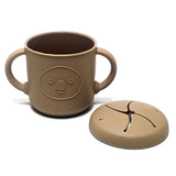 Silicone Snack Cup with Handle Double Ear Petal