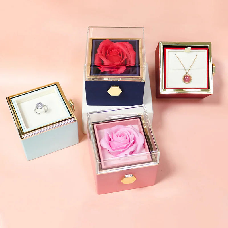 New Rotation Rose Jewelry Gift Box Valentine's Day