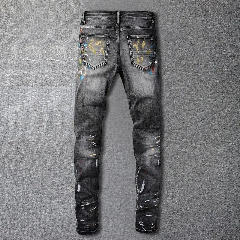 Skinny Tapered Trouser New Retro Splash Ink Jean