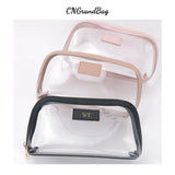 Custom Genuine Leather Travel Cosmetic Bag Set Waterproof Makeup Brush Storage Bag Portable Transparent PVC TPU Cosmetic Bag