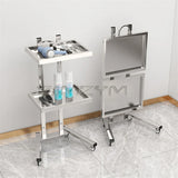 Hairdressing stainless steel cart Japanese two-layer folding beauty