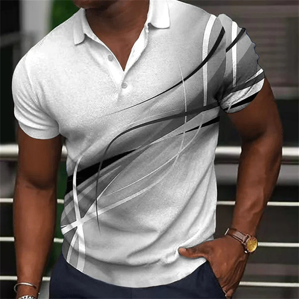Fashion Men'S Polo Shirt Gradient Line Summer Short