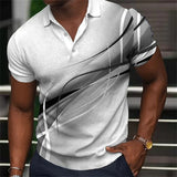 Fashion Men'S Polo Shirt Gradient Line Summer Short