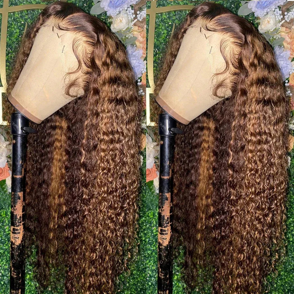 30 32Inch Highlight Curly 13x6 Lace Front Wig