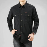 100% Cotton Men's Shirt Solid Color Multi-Pocket High