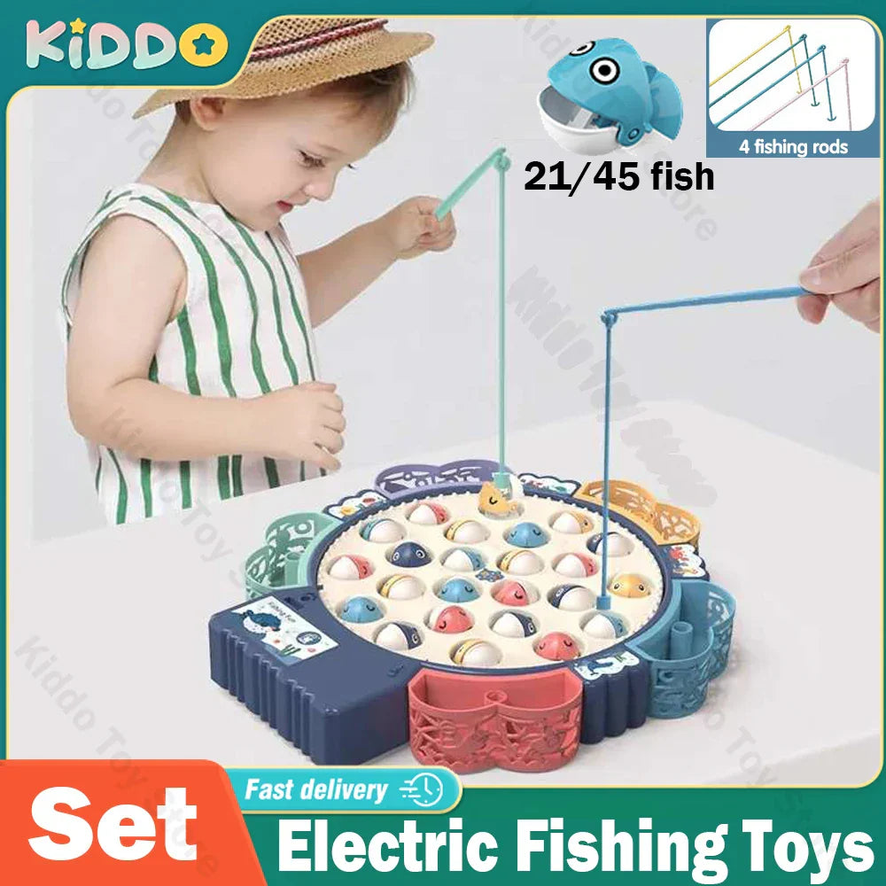 Children Electric Fishing Toys Music Rotating Fish Interactive