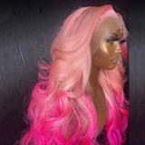 26Inch Ombre Pink Color Transparent Synthetic Lace Front