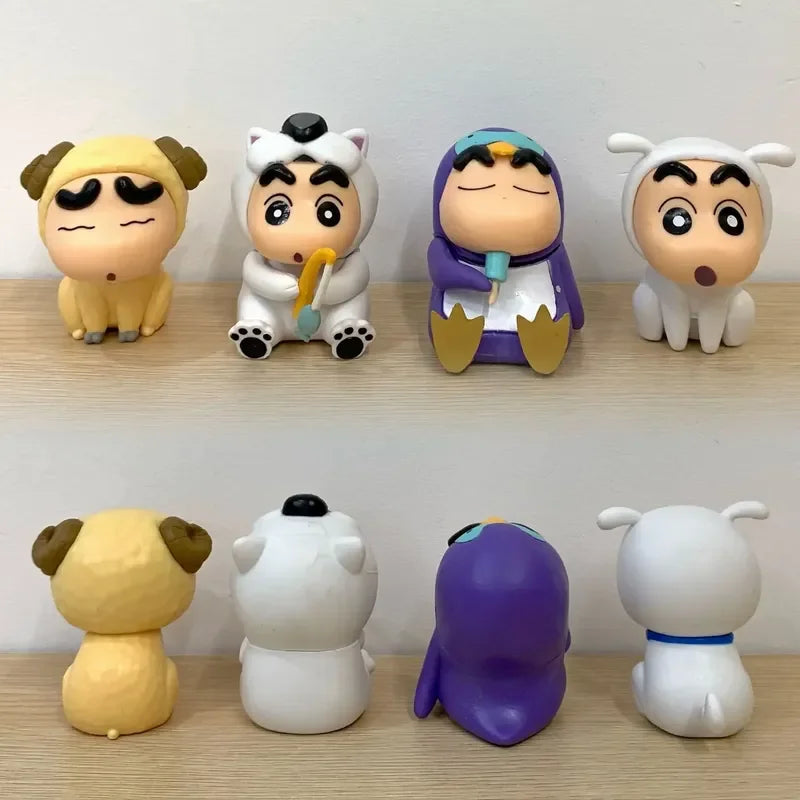 4/6/10pcs Set Crayon Shin-Chan Anime Figure Fishing Puppy