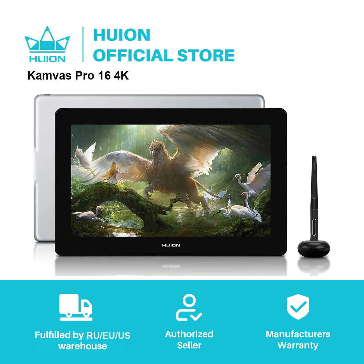 HUION Pen Display Monitor Kamvas Pro 16 4K