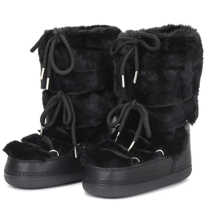 2024 Winter Fur Boots Snow Boots Women Ski