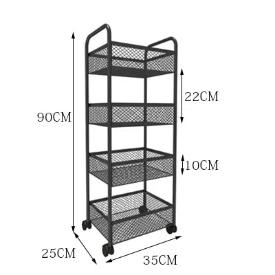 Food Trailer Trolley Rolling Cart Organizer Metal Vegetable