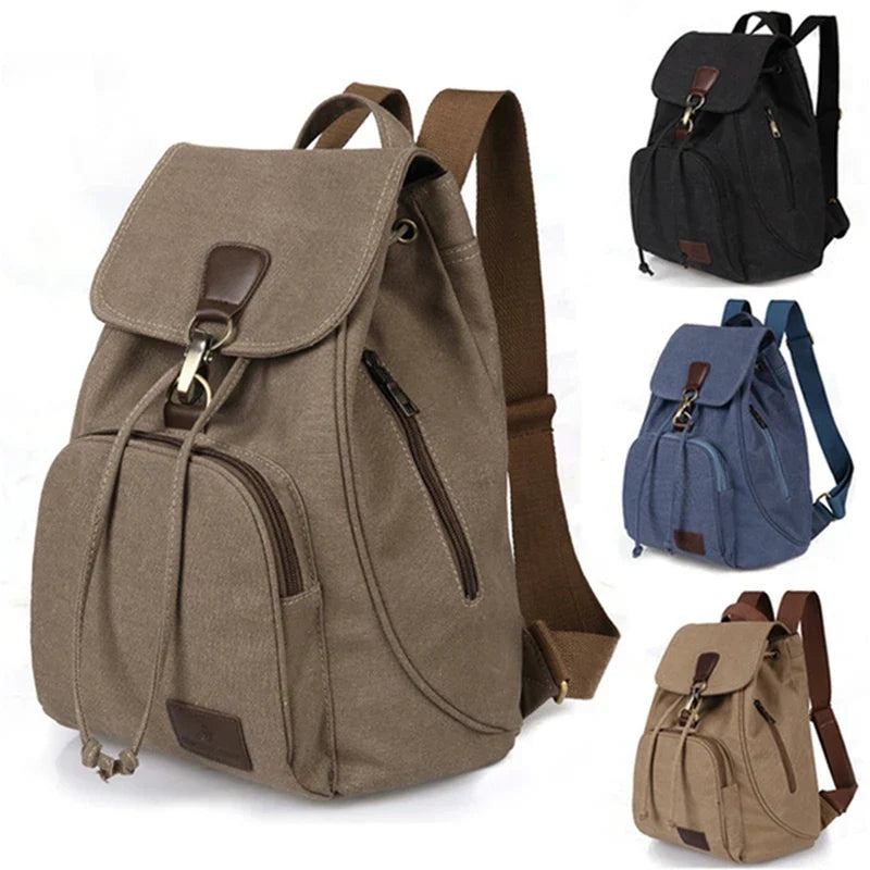 Retro Men's Travel Backpack Canvas Solid Outdoor Camping