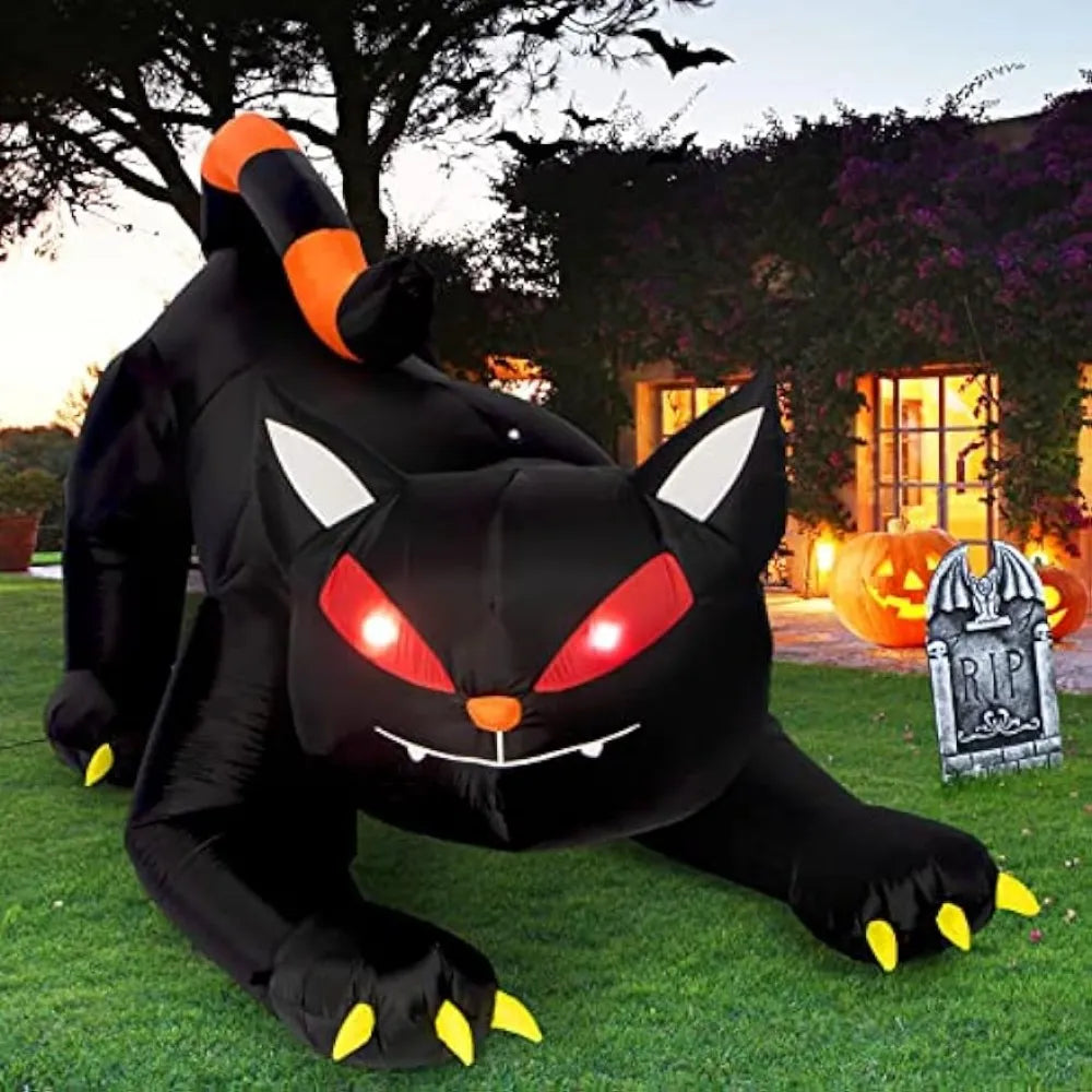 Halloween Inflatable 1.8m Black Cat Toy Shakes Head