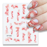Purple Marble Nails Stickers Smoke Design Manicure Decals
