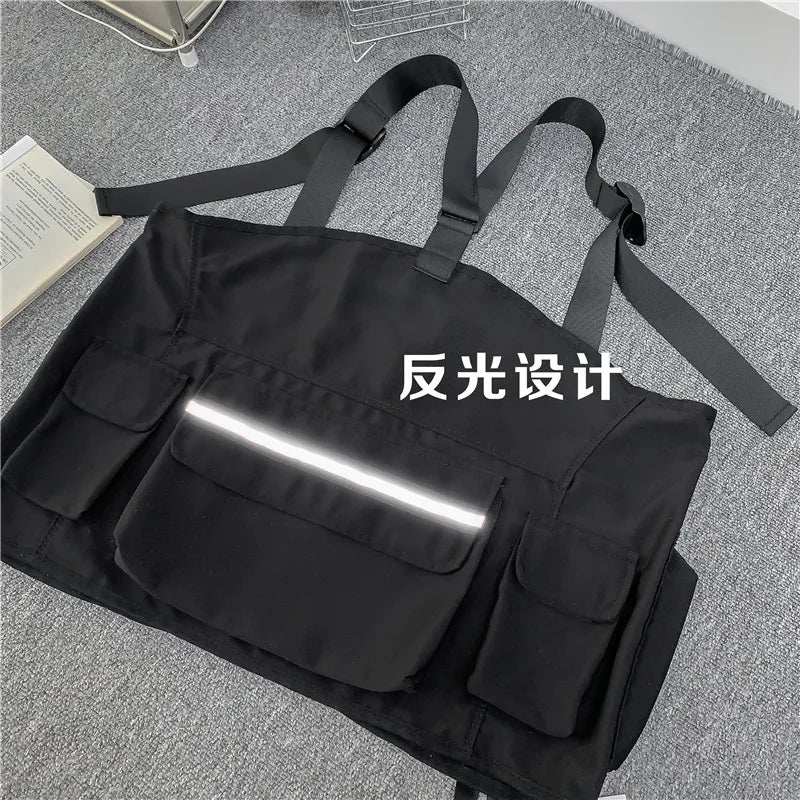 Reflective Streetwear Men HipHop Chest Bag Anti theft